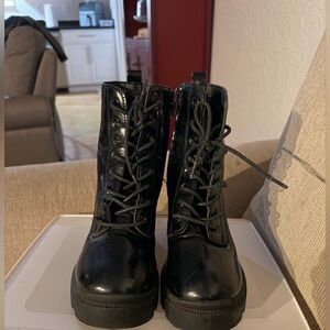 Forever 21 Glossy Black Combat Boots